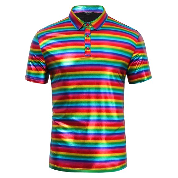 Golf Shirts for Men PrintedShort Sleeve Performance Polo Shirts Moisture Wicking Collared Tennis T-Shirt