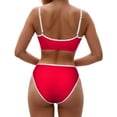 thumbnail image 7 of Linfrsh Bikini Set for Women Two Piece Swimsuits V Neck High Waist Crisscross Back Straps Womens Swimwear Red,L, 7 of 7
