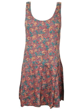 Mogul Women's Dresses Floral Print Sleeveless Cut Out Back Dress S