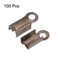thumbnail image 3 of Uxcell 100pcs Fold Over Cord Ends 3mm Brass Crimp Cap Clasp Tips for DIY Leather Ribbon Craft Making, Bronze, 3 of 6
