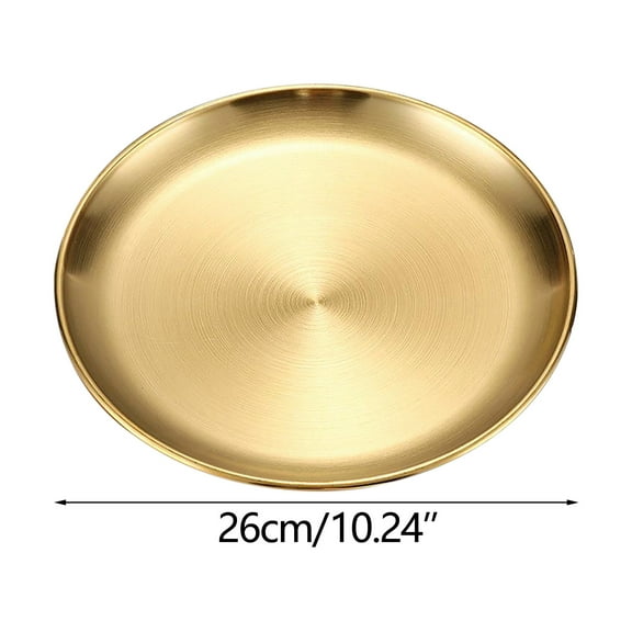 HomeDM Stainless Steel Round Platter Serving Platter Silver Serving Tray Heavy Duty Sizzling Plate with Swirl Pattern for Fish Dessert Meat Sushi