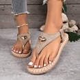 thumbnail image 5 of Womens Toe Ring Flat Sandals Comfortable Flip Flops T Strap Footbed Sandals Ankle Strap Summer Beach Shoes, 5 of 9