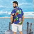 thumbnail image 4 of LA LEELA Men's Hawaiian Shirts Short Sleeve Button Down Shirt Floral Shirt Men Casual Holiday Summer Party Caribbean Shirts for Men Funny XXL Hibiscus Monstera Leafs, Blue For Dad, 4 of 6