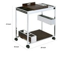 thumbnail image 5 of Benjara Metal and Wood Serving Cart with Tray and Floating Shelf, Brown and White, 5 of 6
