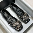 thumbnail image 5 of Tawop Shoes Women Womens Dress Shoes Work Shoes Flats Round Toe Casual Slip On Bow Rhinestone Black 5.5, 5 of 9