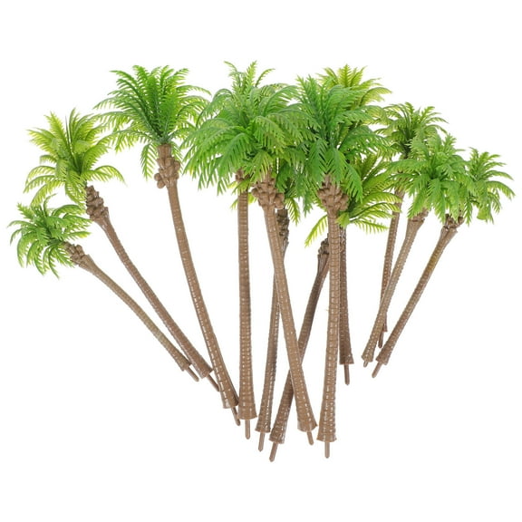KALLORY 12-Pcs Mini Palm Tree Decor in Green Plastic for Indoor and Outdoor Use by Hobbyists