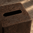 Square Tissue Box Cover, Brown Grape Pattern, PU Leather and MDF Holder ...