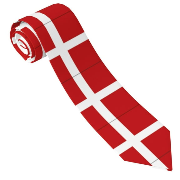 Danish Flag Tie For Men Funny Neckties Fashion Gentleman Soft Comfortable Ties