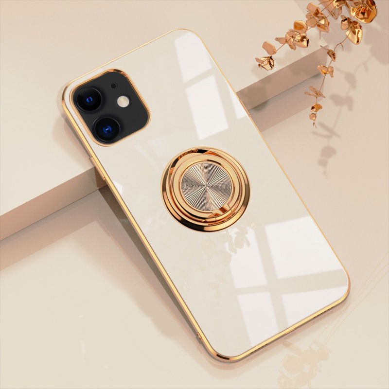 Luxury Finger Ring Holder Kickstand Case (Pearl White) Cover