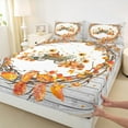 thumbnail image 3 of Feelyou Autumn Leaf Flower Twin Sheet Sets for Child, Halloween Fall Pumpkin Twin Fitted Sheet, Rustic Wooden Plank Flat Sheet, Breathable Home Decor, 3-Piece, 3 of 7