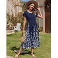 thumbnail image 3 of Vestido midi Zeagoo para mujer, verano 2025, manga corta, azul marino, XXL, 3 of 6