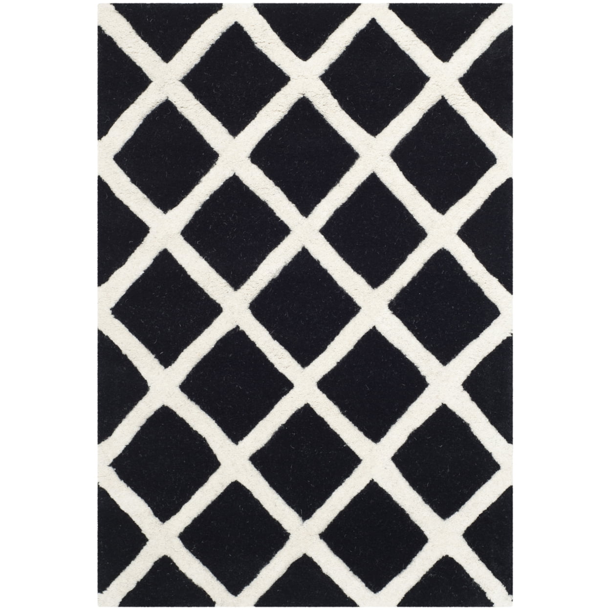 SAFAVIEH Chatham Jahn Geometric Diamonds Wool Runner Rug, Black/Ivory, 2'3" x 7'