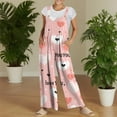 thumbnail image 5 of Fgvctg Valentine's Day Womens Jumpsuits Wide Leg Pant Trendy Overalls Love Heart Graphic Sleeveless Spaghetti Straps Jumpsuits Rompers Bib Overalls Plus Size Sprimg Pant With Pockets Light pink 5XL, 5 of 7