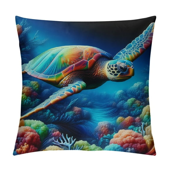 JRXY Sea Turtle Pillow Covers, Coastal Outdoor Pillow Covers, Sea Turtle Gifts, Turtle Gifts for Turtle Lovers, Sea Turtle Decor, Turtle Decor for Home 12x12in