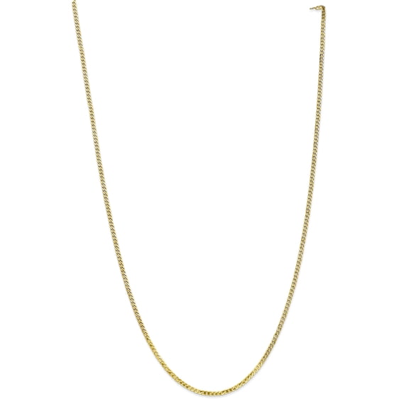Primal Gold 10 Karat Yellow Gold 2.2mm Flat Beveled Curb Chain Bracelet
