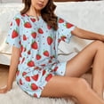 thumbnail image 6 of Bixox Women's Strawberry Printed Pajama Set 2 Piece Lounge Set Top and Shorts Soft Pajamas, Shorts with Pockets, 6 of 7