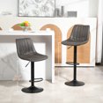 thumbnail image 4 of HOMCOM Adjustable Bar Stools Set of 2, Leathaire Swivel Barstools w/ Back, 4 of 10