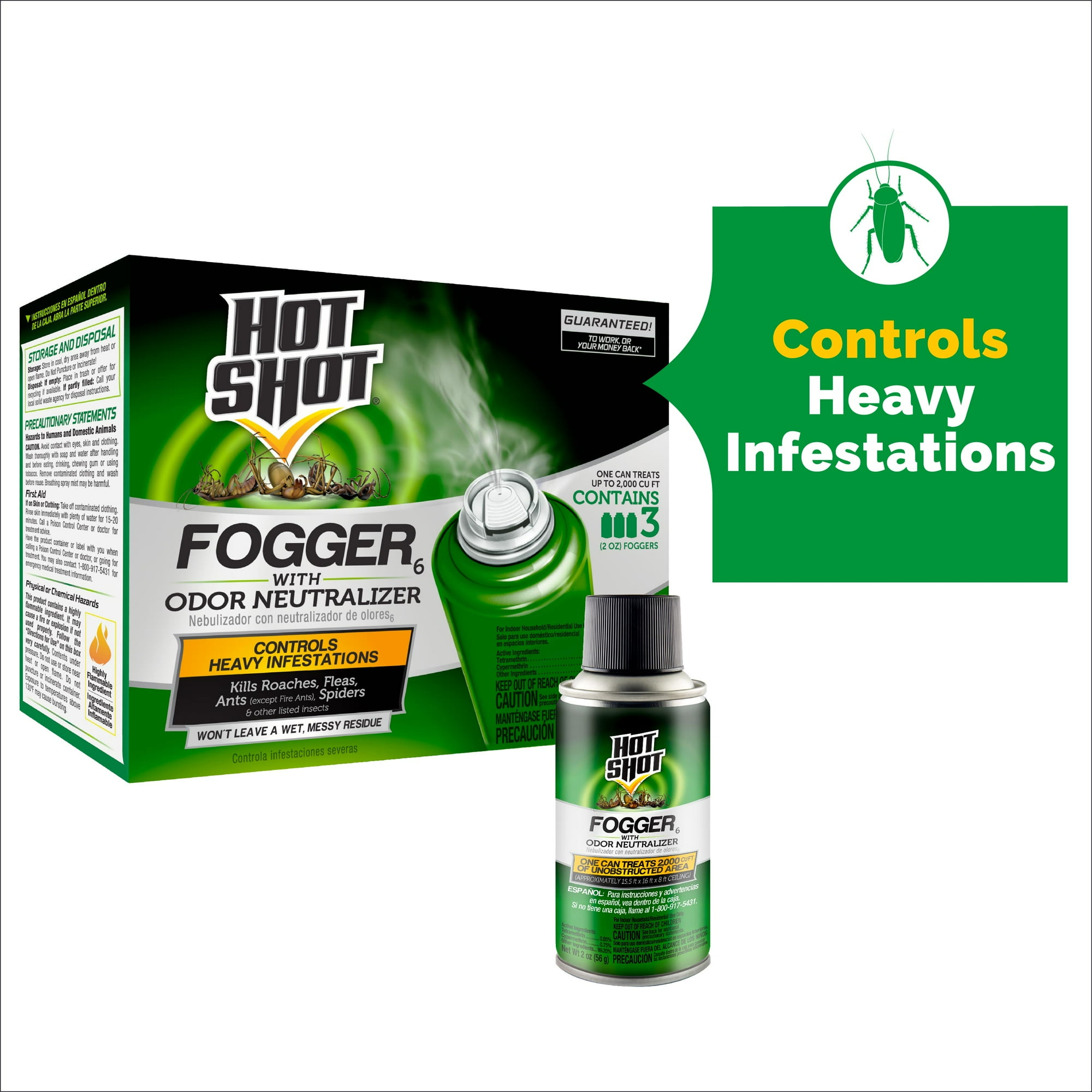 Hot Shot Indoor Insect Fogger with Odor Neutralizer, Kills Insects on Contact, 3 Count