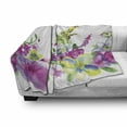 thumbnail image 3 of Watercolor Flower Soft Flannel Fleece Throw Blanket, Hybrid Garden Floret Composition Heathers and Stocks Abstract Art, Cozy Plush for Indoor and Outdoor Use, 70" x 90", Pink Green, by Ambesonne, 3 of 6