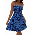 thumbnail image 4 of Women's Sleeveless Boho Spaghetti Strap Sundress High Waist Dress for Beach Vacation Blue XXL, 4 of 10