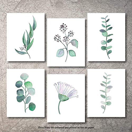 Colorful Botanical Watercolors Set of 6 8x10s - Unframed