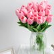 thumbnail image 3 of Tulipanes rosados artificiales de tacto real, 24 piezas, para decoración del hogar, ramo de boda, fiesta, centros de mesa, decoración de ramo de novia (rosa), 3 of 4
