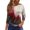 Deep Red, variant on Women's Halloween Element Print Round Neck Top with 3/4 Sleeve, Casual Loose Fit Fashion Blouse for Fall Season, Comfortable Daily Wear and Holiday,Dark Gray 2XL
