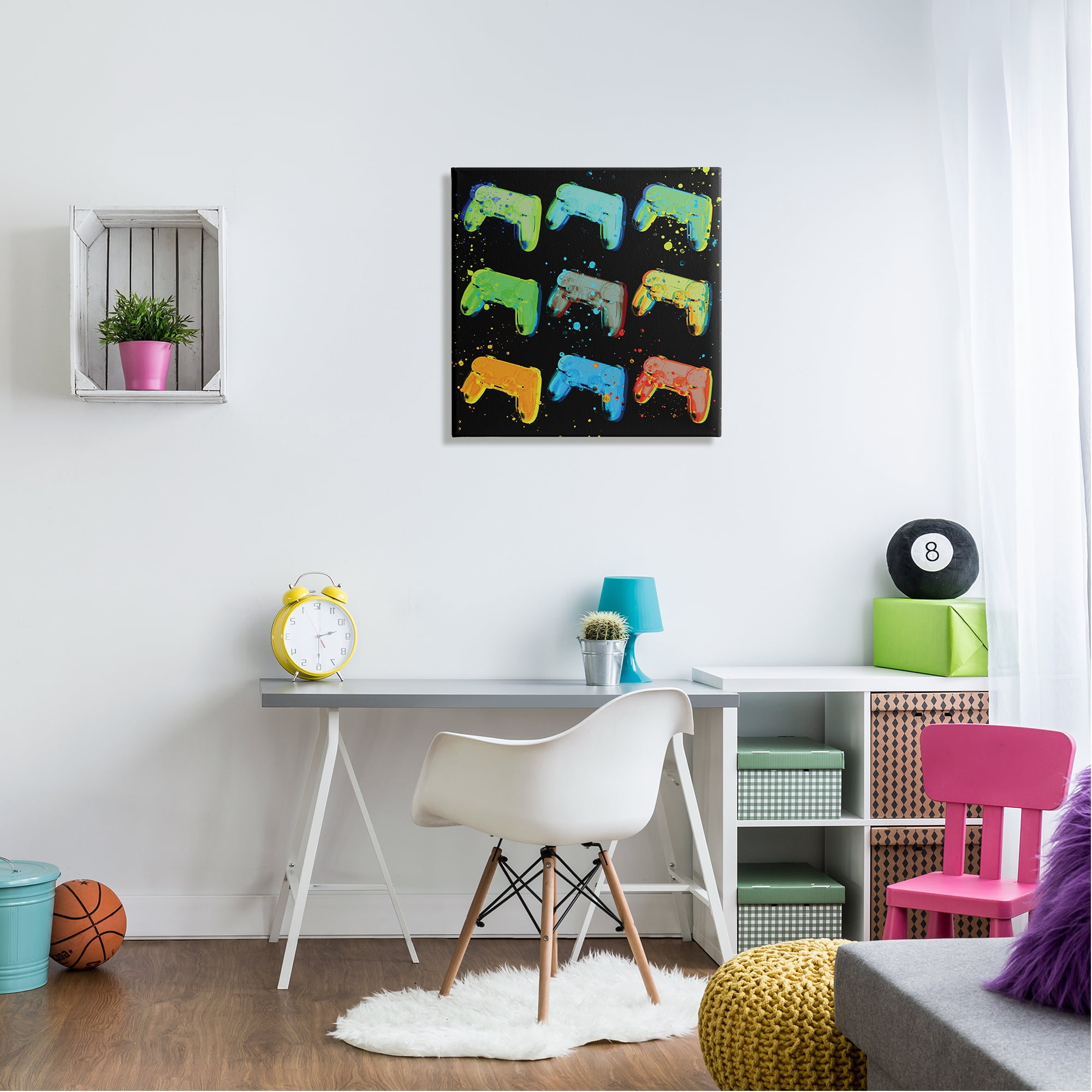 Stupell Industries Neon Pop Style Gaming Controllers Paint Splatter Graphic Art Gallery Wrapped Canvas Print Wall Art, Design by Daphne Polselli