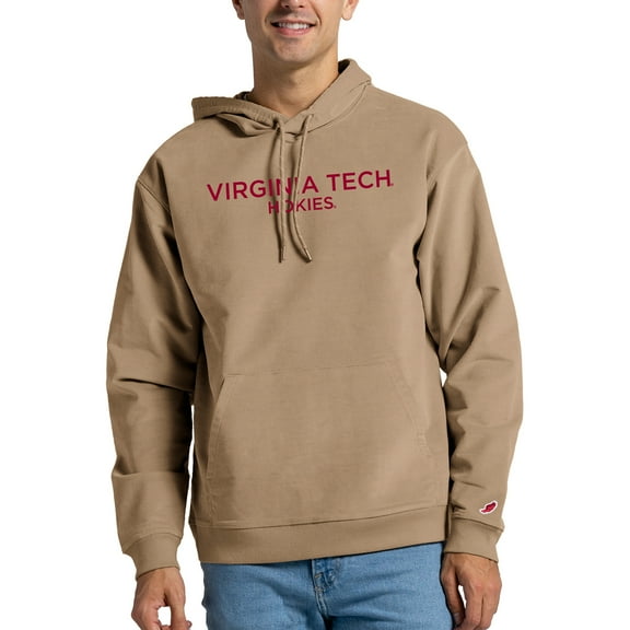 Men's League Collegiate Wear Tan Virginia Tech Hokies Stretch Corduroy Pullover Hoodie