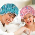 thumbnail image 3 of Gorros de ducha, gorro de baño de doble capa para mujeres para cubrir cabello largo y grueso, 3 of 4