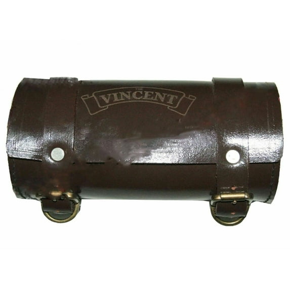 Vintage Brown Leather Tool Bag Roll With Vincent Logo Engraving Customized