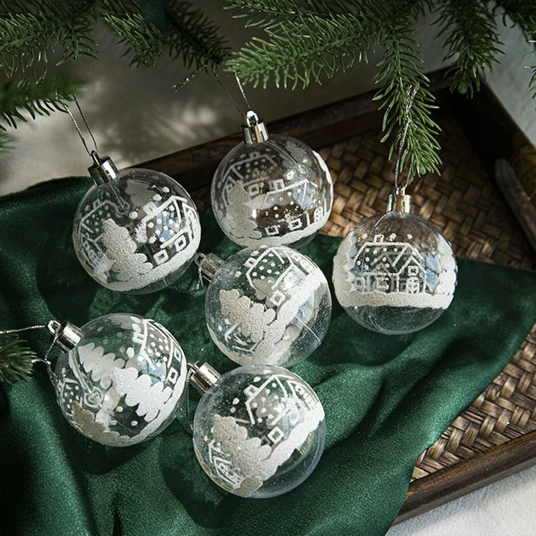 6PCS Christmas Ornaments Ball Shatterproof Clear Plastic
