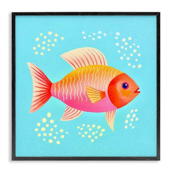 Stupell Industries Cottage Whimsical Orange Fish Black Framed Giclee Art, 12 x 12, by Andrea Haase