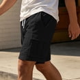 thumbnail image 6 of Workout Shorts Men Baeitkot Men's Solid Color Drawstring Multi-Pocket Cargo Shorts Casual Bottoms, 6 of 7