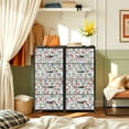 thumbnail image 6 of 4 Drawer Vertical Storage Dresser pink blue ornaments Pink blue flowers with Wood Top Fabric Pull Drawers, 6 of 8