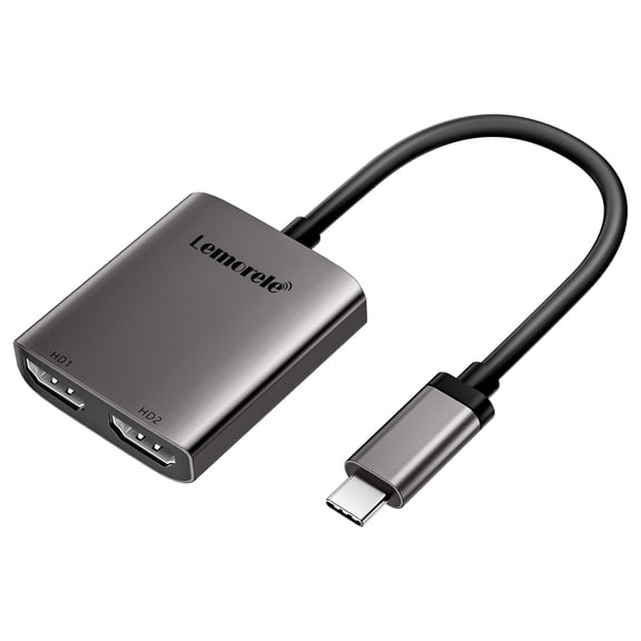 Lemorele USB C to Dual HDMI Adapter 4K@60Hz, Type-C to HDMI Splitter for 2 Monitor,USB C to HDMI Converter Extended Display for MacBook Air/Pro,Dell ,HP,Lenovo Laptop