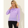 thumbnail image 3 of INSPIRE CHIC Blusa De Lavanda De Oficina De Trabajo Sólido De Manga Larga Con Cuello De Pajarita Elegante Para Mujer Lavanda XS, 3 of 6