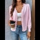 thumbnail image 4 of Suéter de Punto Tipo Cárdigan de Larga con Cuello en V y Botones para Mujer Rosa L, 4 of 9