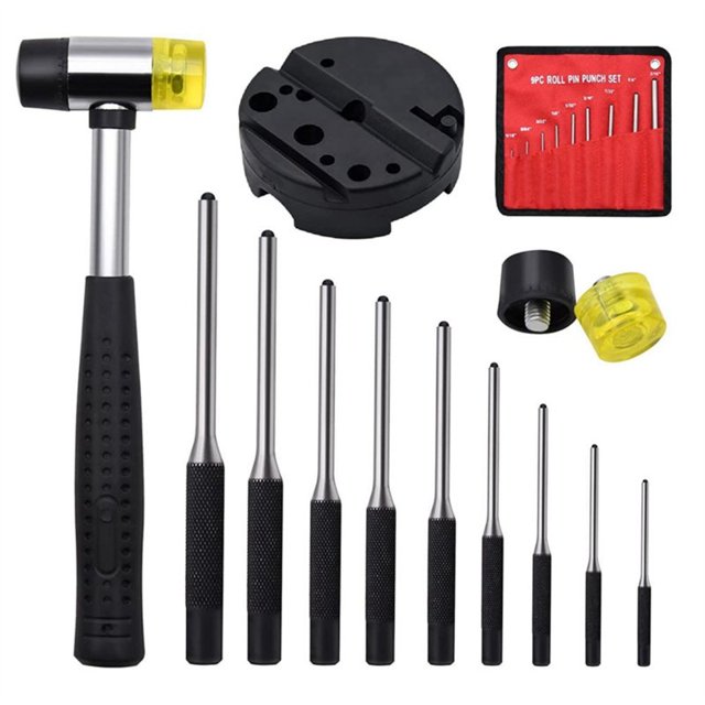 Ensemble d'Outils de Perforation Professionnels avec Marteau Outils de Réparation de Menuiserie avec Pochette de Rangement Perforation + Marteau Double Face en Caoutchouc 25MM + Deux Têtes d'Accessoires + Établi