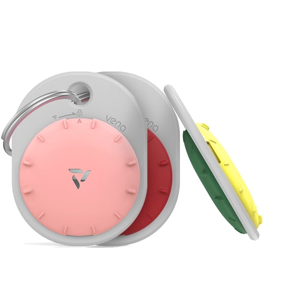 Vena Assorted [Dual Tone] Shockproof Hybrid PC   TPU Silicone Case, Dual Layer Skin [Secure Locking Mechanism] Cover for Apple AirTag with Key Ring for Keychain Backpack, Keys, Pet Collar