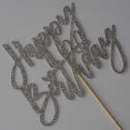 thumbnail image 4 of Decoración para tartas ZLPDS con purpurina plateada de feliz cumpleaños, 15 x 12 cm, 4 of 5