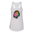 thumbnail image 2 of Lion Paint Art Splatter Abstract Art Animal Lover Ladies Racerback Tank Top, White, Large, 2 of 3