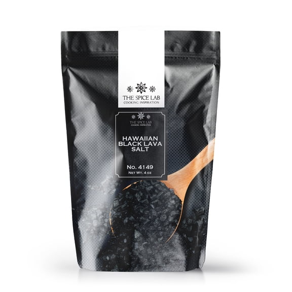 The Spice Lab Black Salt - Real Hawaiian Black Lava Salt - Coarse 4 oz - OU Kosher Gluten-Free Non-GMO Gourmet Salt - Authentic Hawaiian Black Salt - No. 149