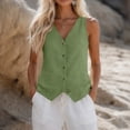 thumbnail image 6 of Summer Cotton and Linen Shirts for Womens Plus Size Casual Short Sleeve V-Neck Cotton Irregular Tops Blouse Save to 65% off!, 6 of 8