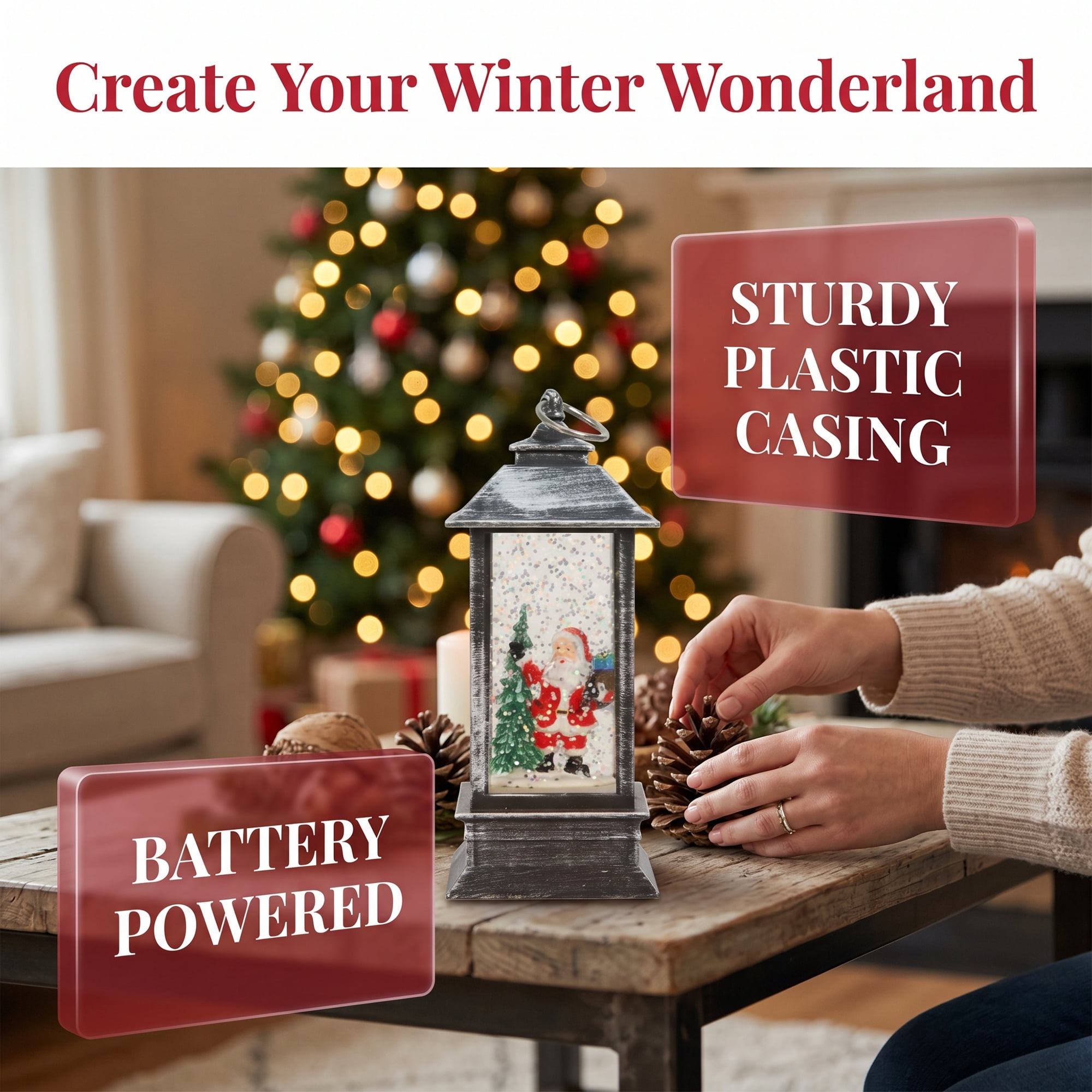 Unique Bargains Christmas Light Up Crystal Ball Mini LED Glitter Sphere Orb Brown Style R