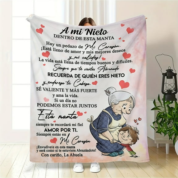 Cozy Spanish Letter Throw Blanket for Granddaughter - Soft, Warm Flannel for Couch, Bed, Office, and Travel - Perfect Birthday Gift for Boys & Girls