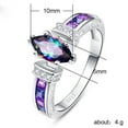 thumbnail image 3 of Guodhu Promise Ring for Her Marquise Shape Simulated Mystic Rainbow Topaz, Silver Plated Multicolor Marquise Cut Cubic Zirconia Inlaid Thumb Ring Jewelry for Women Men, 3 of 5