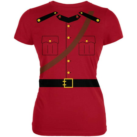 Halloween Canadian Mountie Police Costume Juniors Soft T Shirt Red MD