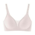 thumbnail image 2 of Women Plus Size Sexy Deep V Bra Smooth Seamless Thin Wireless Push-Up Bra For Big Chests Makes Breasts Look more Sexy(Light Pink #3,XX-Large), 2 of 4