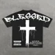 thumbnail image 3 of Camiseta de manga corta de algodón con estampado informal de letras de gran tamaño para hombre, estilo hip-hop callejero Y2K, moda sencilla, cuello redondo, top holgado diario, 3 of 5